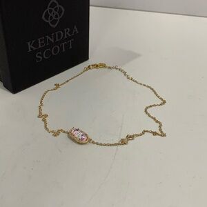 Kendra Scott Gold Chain Necklace with Pink Opal Pendant